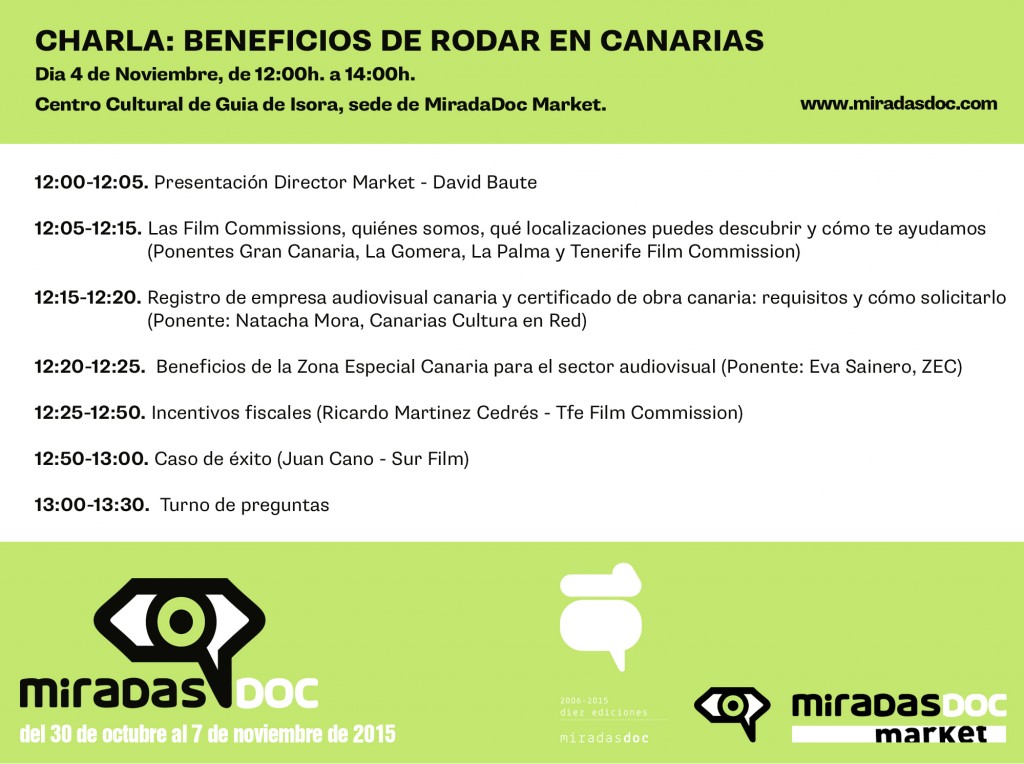 Charla BENEFICIOS DE RODAR EN CANARIAS - MIRADASDOC